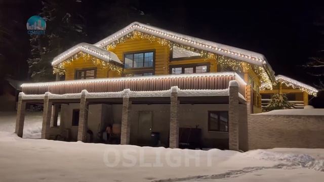 новогоднее освещение коттеджа | #новогоднееосвещение