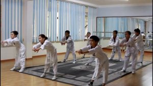 Урок по тхэквондо в начальной школе