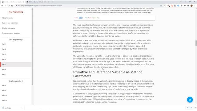 25. Java Helsinki Uni MOOC programming 1 part 5! Primitive and reference variables