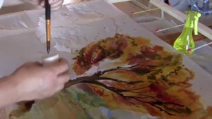 Батик на шелке Как рисовать Осенние деревья