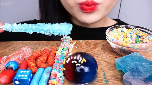 ASMR BLUE RED DESSERT *GIANT LEGO KOHAKUTO 파란색 빨간색 음식 먹방 디저트 デザート Nachtisch postre sobremesa MUKBAN