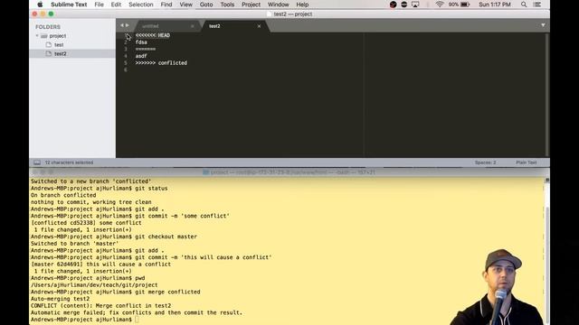 Learn Git On Mac - 03 - Merge Conflicts смотреть онлайн