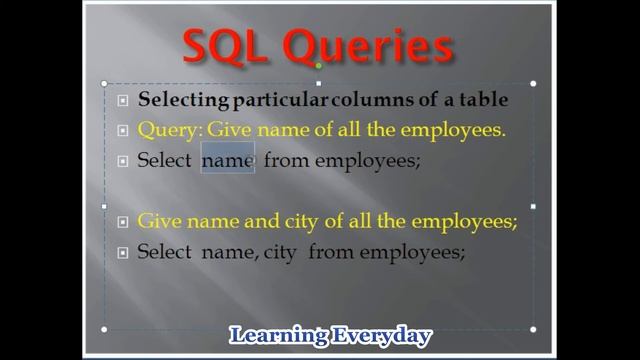 SQL Queries in DBMS | Single Table Retrieval | select from where in sql