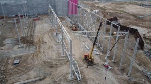 работа автокрана - монтаж металлических ферм