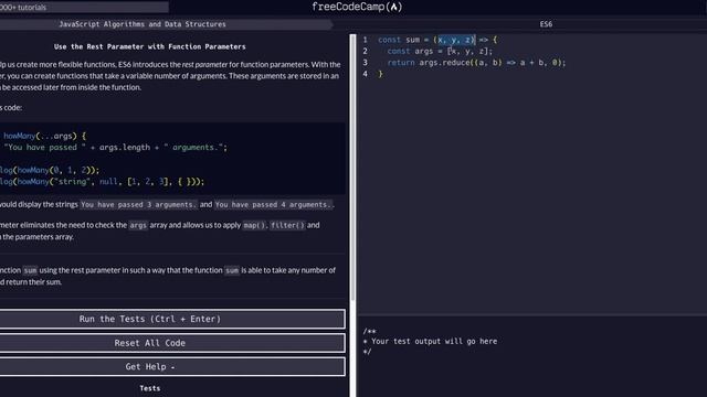 07 Use the Rest Parameter with Function Parameters - ES6- FreeCodeCamp Solution -  Javascript FCC