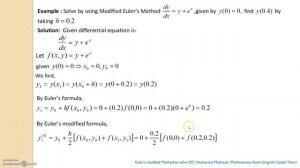 Euler's Modified Method | Numerical Methods | Solution of DE | Easy method by ST sir