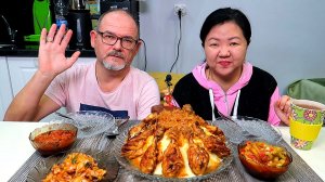 МУКБАНГ ВКУСНАЯ КУРИЦА ПО КАБАРДИНСКИ с ПЮРЕШКОЙ, Острый перец, Хе из рыбы и Па кимчи
