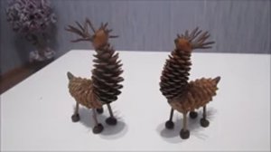 ОЛЕНИ! Осенняя поделка из природных материалов в детский сад или школу! Олени из шишек!