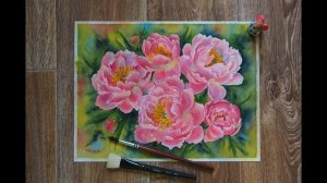 Китайские пионы (акварель)