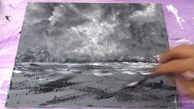 2 цвета. Рисуем губкой акриловый пейзаж.Как рисовать Зимнее дерево. Two colour. Acrylic смотреть онлайн