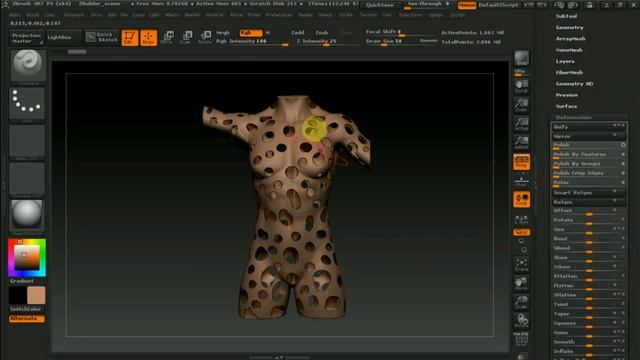 Zbrush 4R7 как сделать дырявую модель