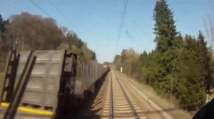 Высокая скорость вид из окна кабины машиниста проезд по территории Австрии Европа на электровозе