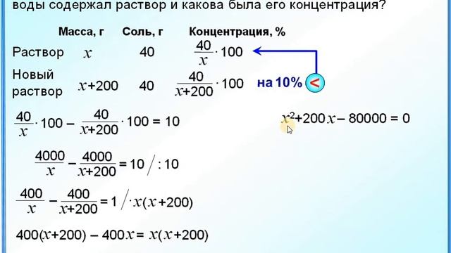 ОГЭ Задание 22 Задача на концентрацию