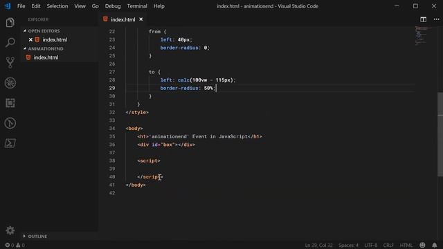 Detect when a CSS animation has finished in JavaScript - "animationend" event