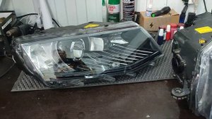 фары skoda Octavia a7 переделанные под ручной корректор и bi led.