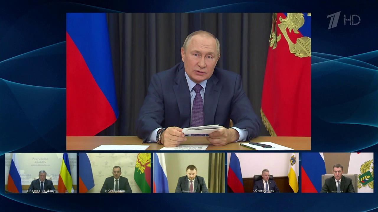 Владимир Путин в режиме видеоконференции провел совещание о ходе сезонных полевых работ