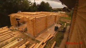 Строительство дома из оцилиндрованного бревна за 2 минуты