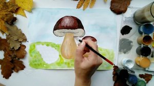 Грибы! Рисунок гуашью!