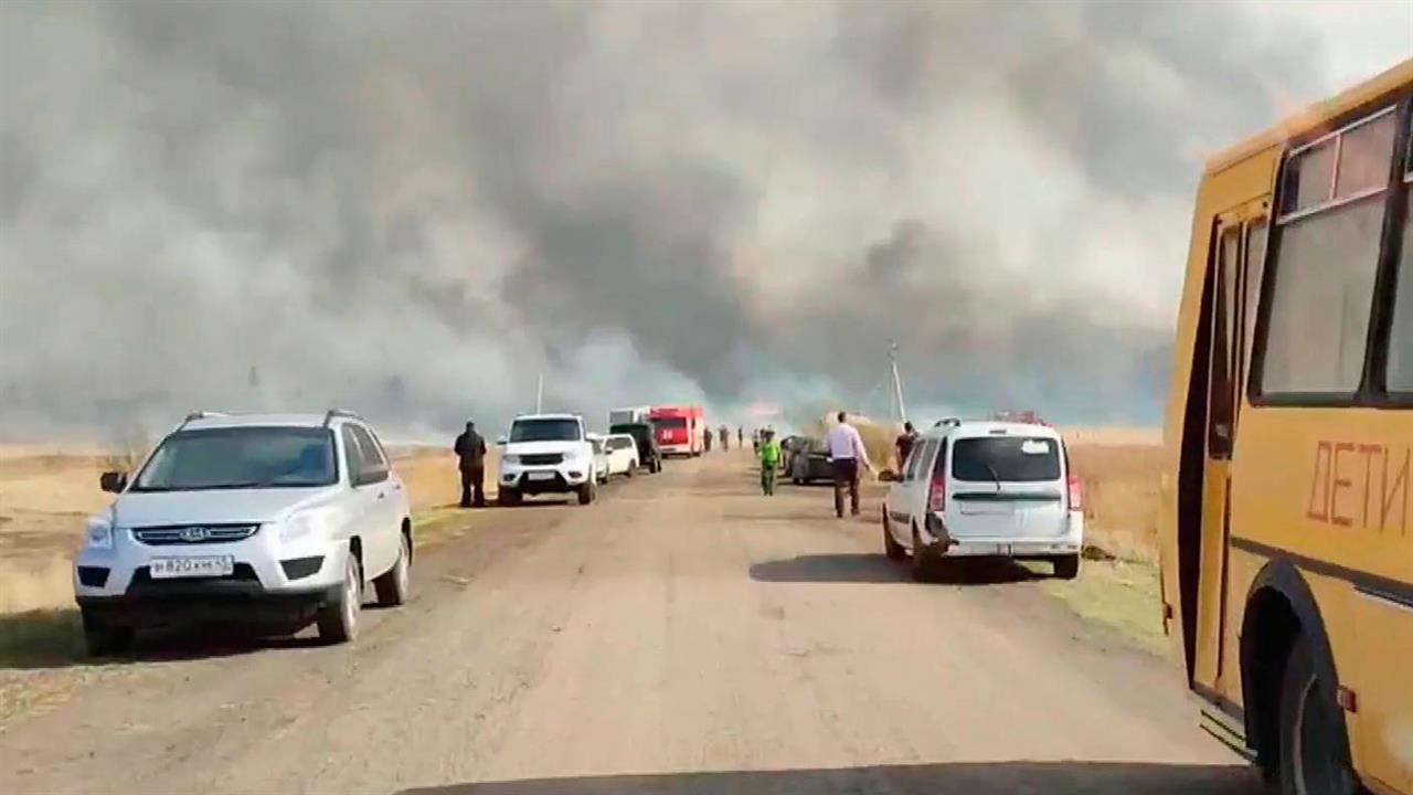 В Курганской области борются с крупным природным пожаром