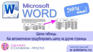 Word фишки. Дублирование шапки таблицы. Как автоматически продублировать шапку таблицы