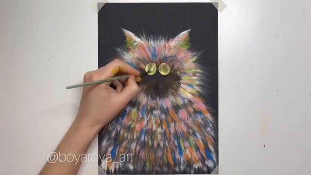 Радужный кот! Рисуем гуашью. смотреть онлайн