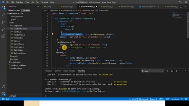 #12 :  Event handling in react - Part 2 | function binding in react js