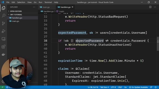 JWT token based authentication/authorization in Golang (REST API's)
