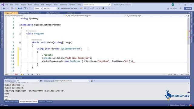 ASP.Net Core MVC - Use SQLite With Entity Framework Core