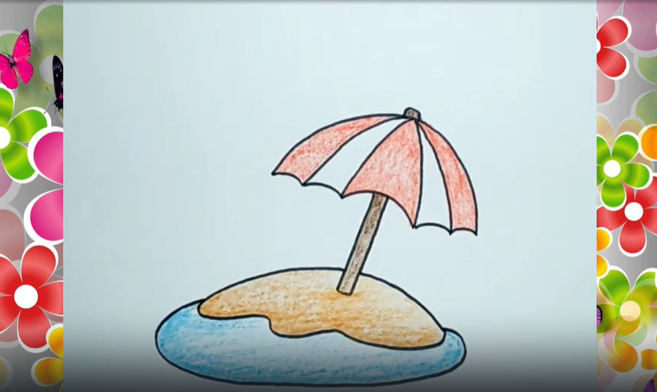 Зонтик на пляже. Рисуем с детьми детьми смотреть онлайн