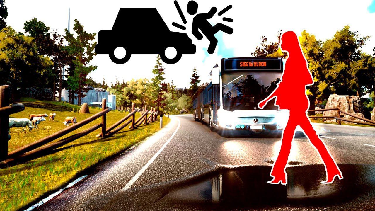 Первый маршрут и наезд на пешехода! Симулятор Автобуса! - Bus Simulator 18