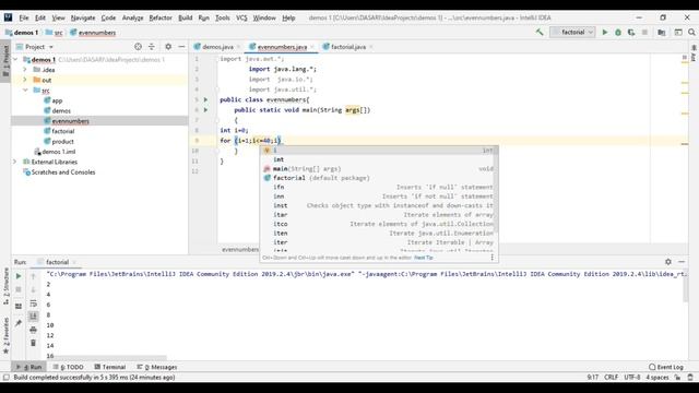 How to print even numbers using for loop | Java | Intellij Idea смотреть онлайн