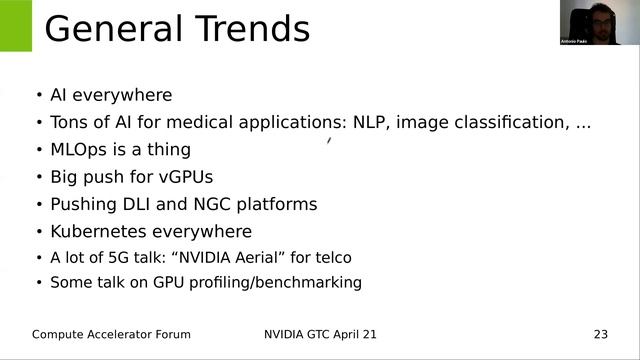 Compute Accelerator Forum: GTC21 and CERN IT GPU Infrastruture