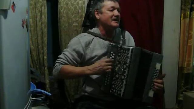 красиво поёт и играет на гармошке