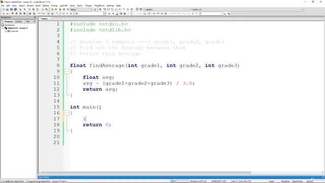 C Programming: Function Example #4   Calc & Return avg between 3 numbers