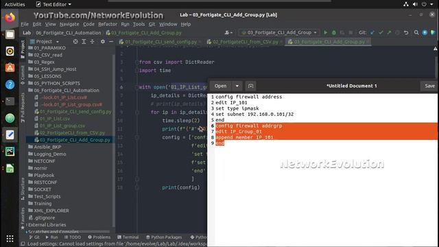Fortigate CLI Automation Using Python : Tutorial Part 3/7 : Add IP Address to Groups using CSV смотреть онлайн