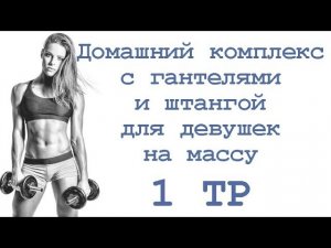 Домашний комплекс с гантелями и штангой для девушек на массу (1 тр)