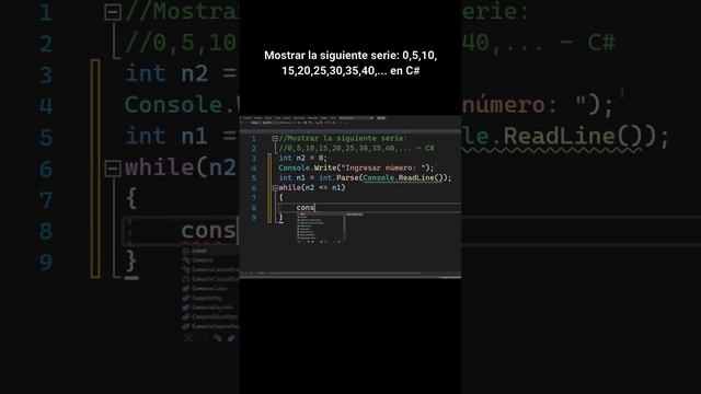Serie: 0,5,10,15,20,25,30,35,40,... en C# #csharp #csharpprogramming #csharptutorial #programacion