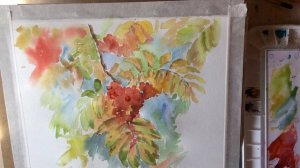 Рисуем рябину акварелью