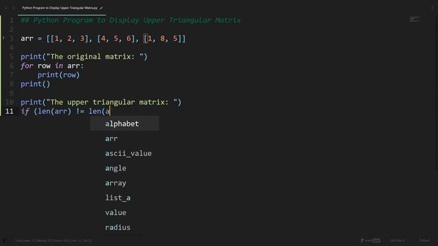 Display Upper Triangular Matrix in Python | Python Examples | Python Coding Tutorial | Interview
