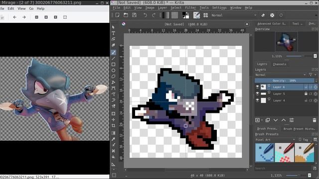 Рисуем Ворона из Бравл Старс в пиксельарт | Krita