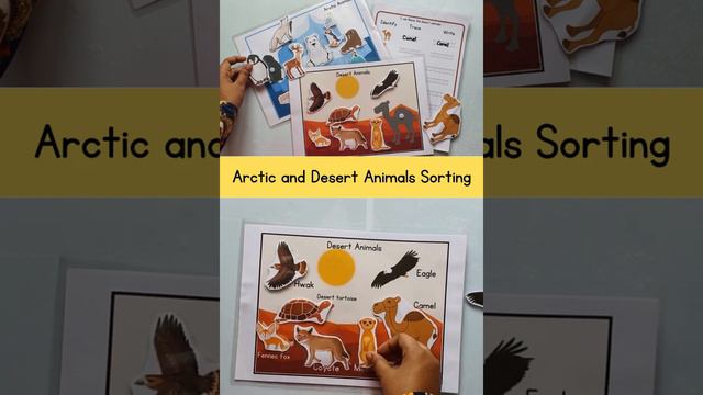 Arctic and Desert Animals Matching, Toddler Busy Book Page, Preschool Curriculum