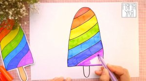 Как нарисовать радужное мороженное РАДУГА | Няня Уля Рисование для детей 2+