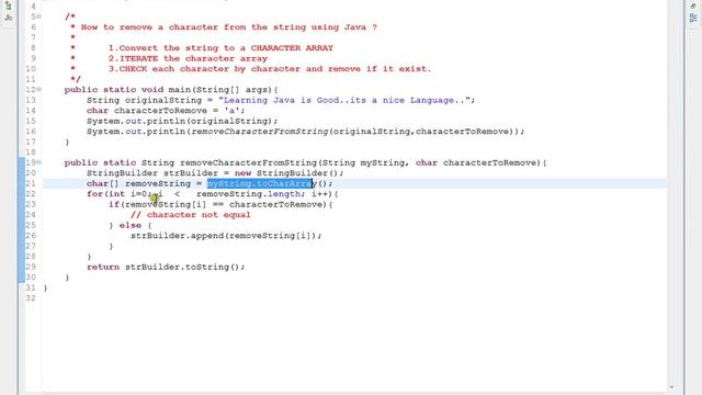 HOW TO REMOVE A CHARACTER FROM THE STRING USING JAVA смотреть онлайн