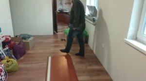 Стена из гипсокартона, укладка ламината и сборка шкафа