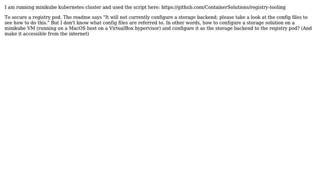 How to add the storage for a private Docker registry on a minikube VM? смотреть онлайн