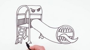 How to Draw Extra Slide Monster | Trevor Henderson Characters | Ink Drawing