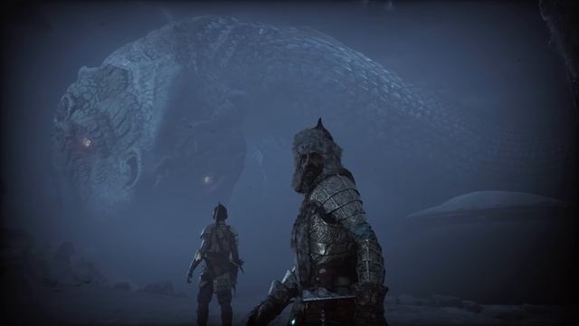 God of War Ragnarok - Атрей общается с Йормунгандом
