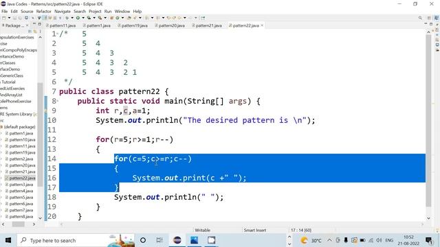 Program to print pattern in JAVA смотреть онлайн