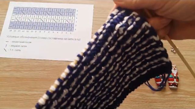 Простой двузцветный узор спицами/ ЛЕНИВЫЙ ЖАККАРД из испанской энциклопедии смотреть онлайн