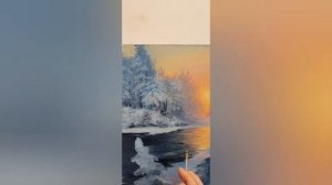 Как нарисовать зимний пейзаж маслом на холсте